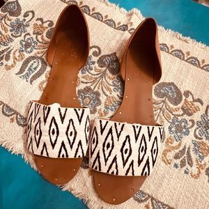 Madewell Shoes Thea Diamond Ikat Sandal Flats calf hair white black 9.5
